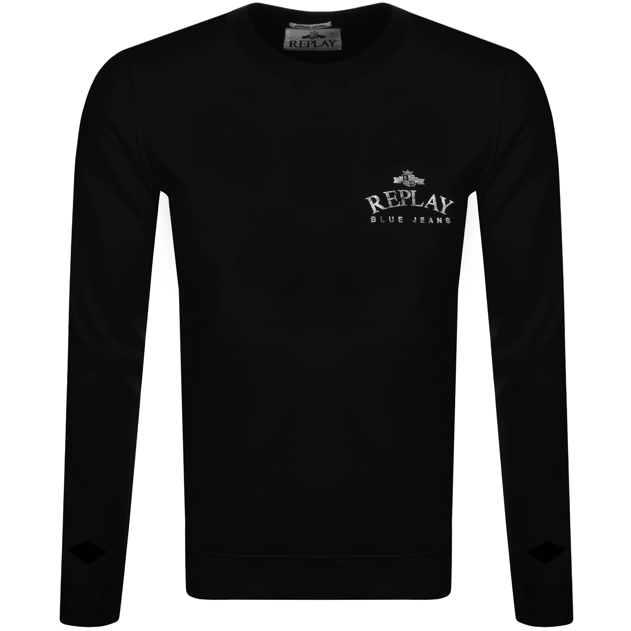 Alternative Image for ProductReplay Crew Neck Logo Sweatshirt Black1